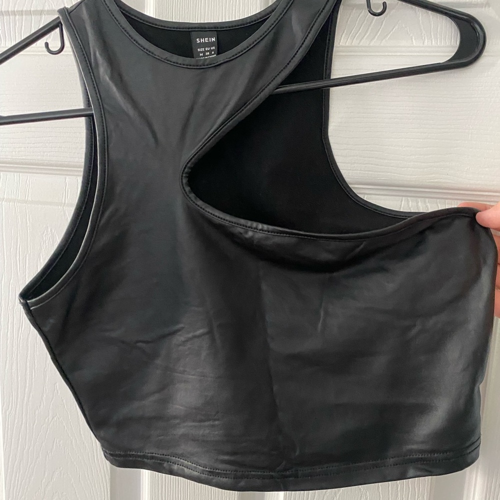 Going out top, faux leather